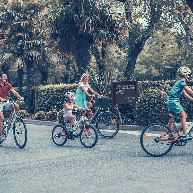 Famiglia fa una gita in bicicletta