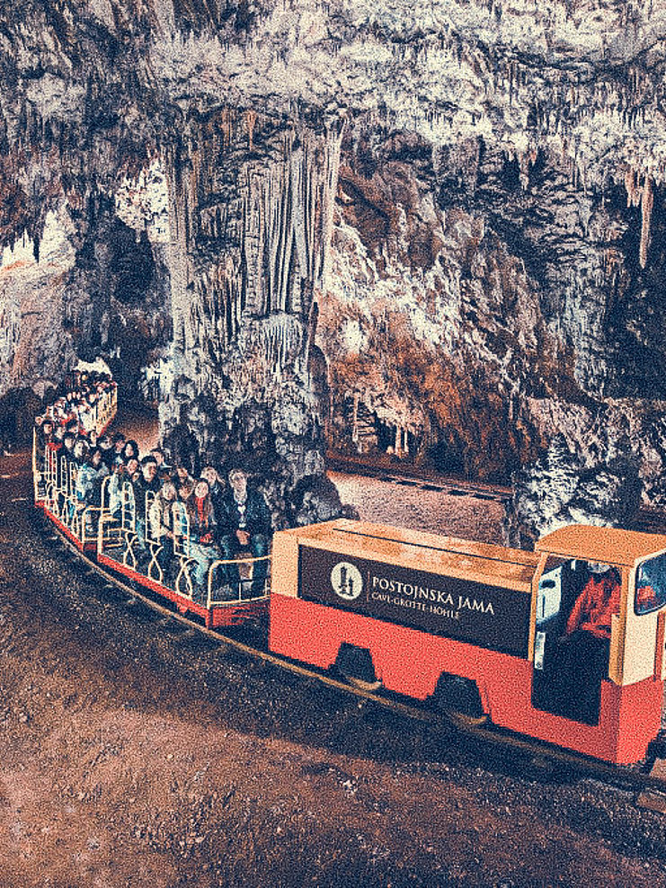 Postojna caves with visitor train